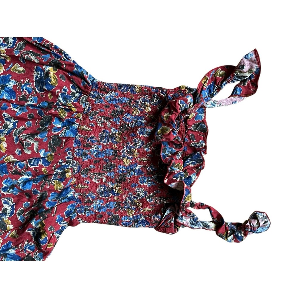 Natural Life‎ Megan Smocked Midi Dress Side Slit Floral Ruffle Boho, Size Medium - Picture 4 of 6